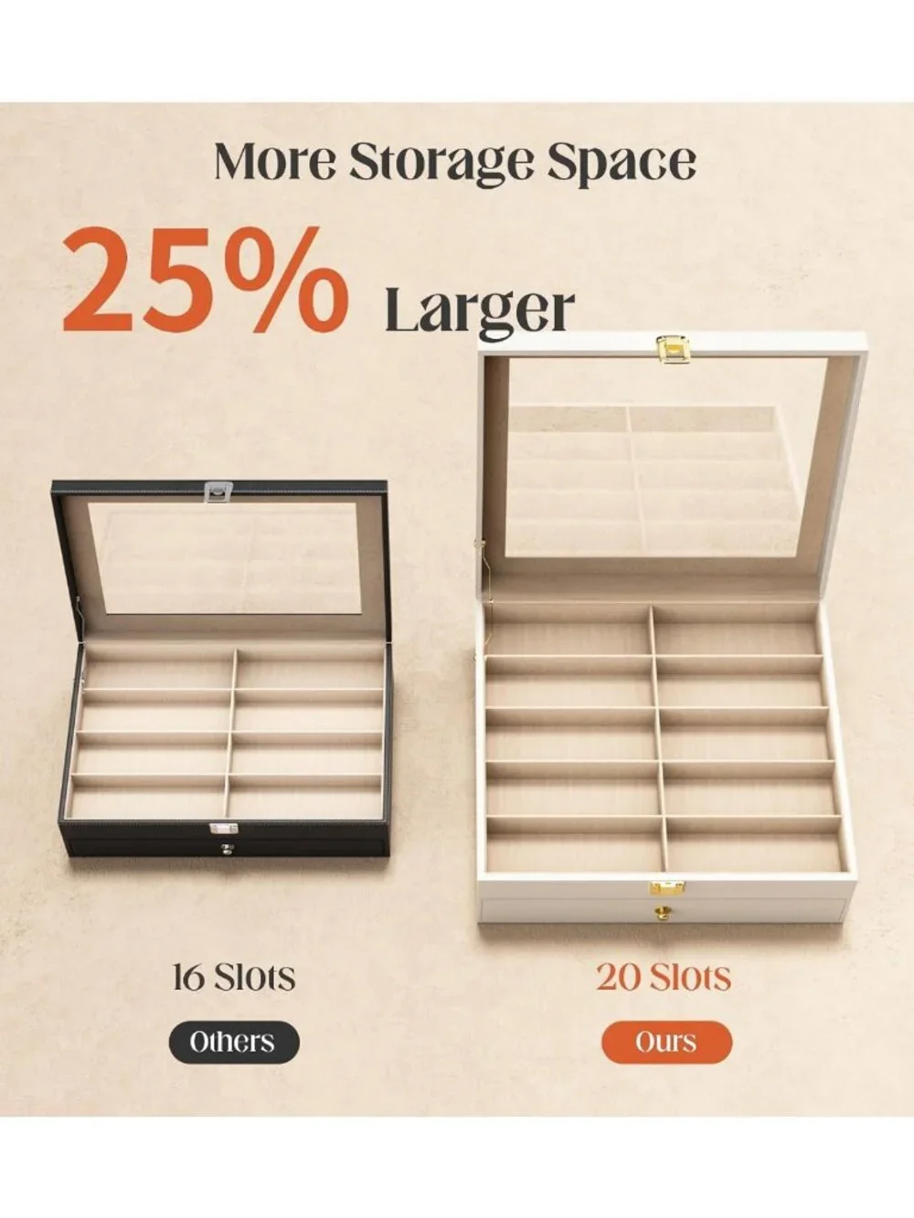 20-Slot Sunglasses Organizer & Eyeglass Display Case - 2-Layer Holder with Clear